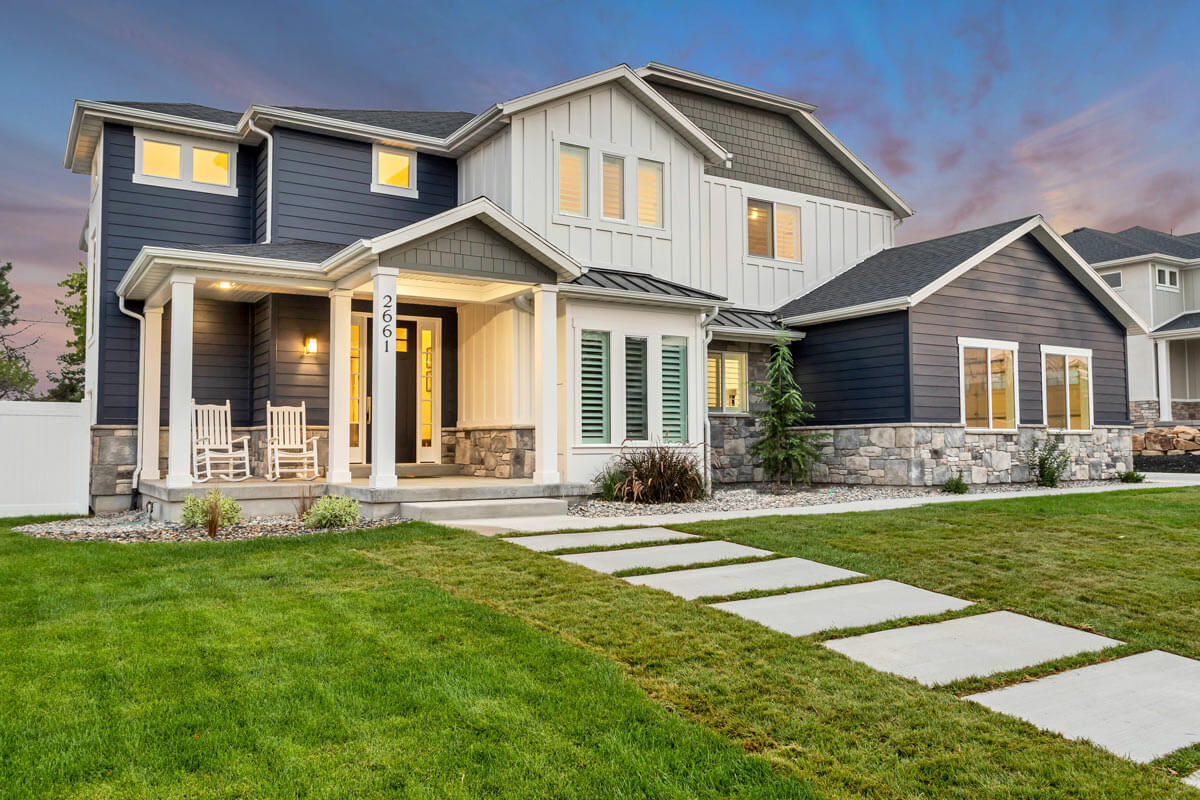 Baier residence, showcasing its modern design, expansive layout, and surrounding landscaped property.